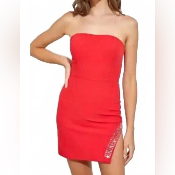 DO+BE Dresses & Skirts - DO+BE tube rhinestone embellished strapless red mini dress going out cocktail M